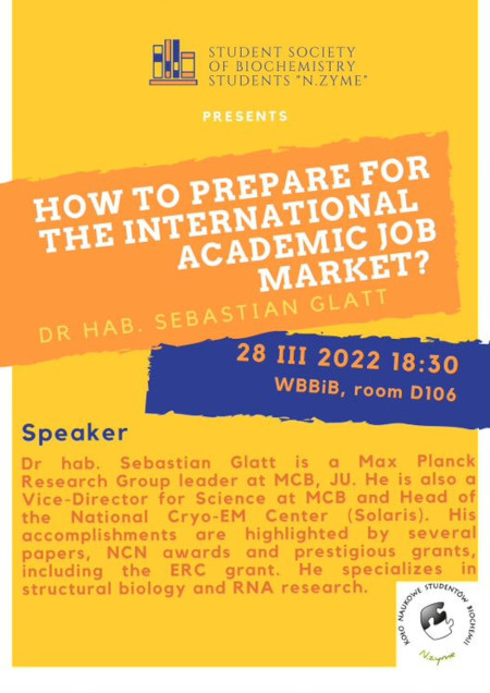 How to prepare for the international academic job market- plakat z cyklu Science Corner